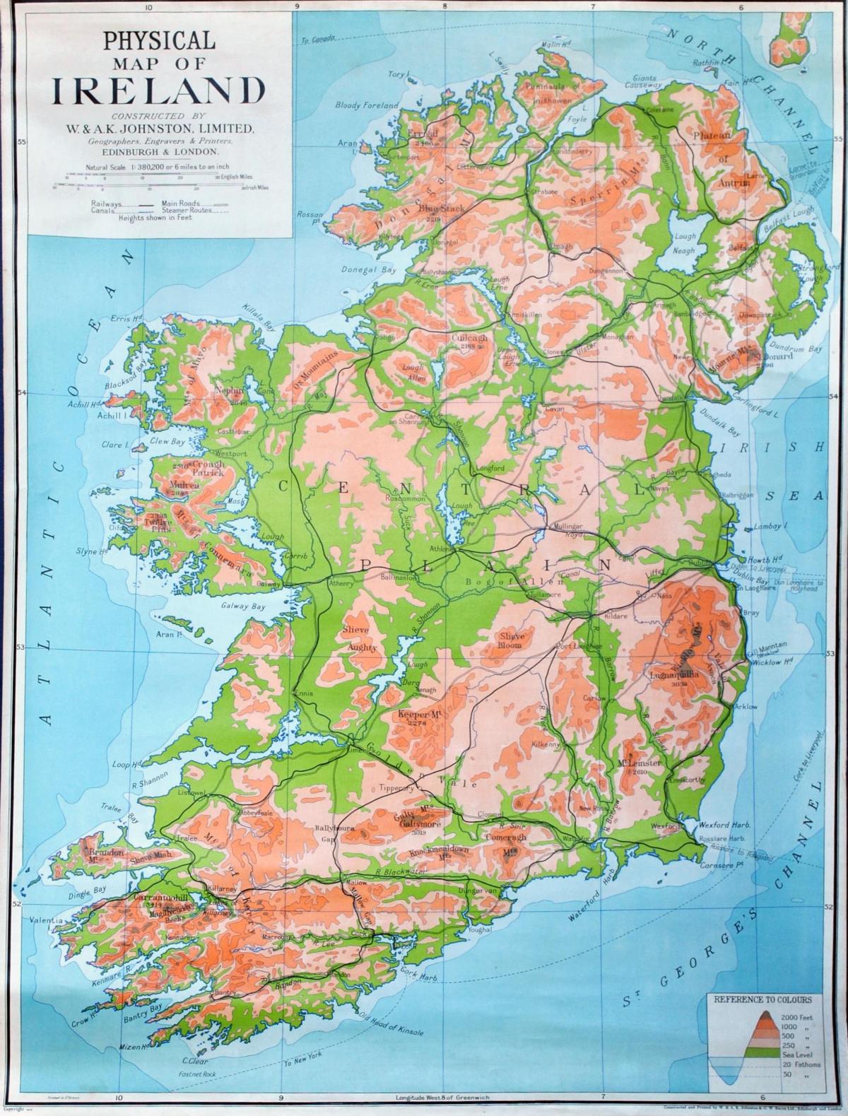 Mapa de altitud de Irlanda