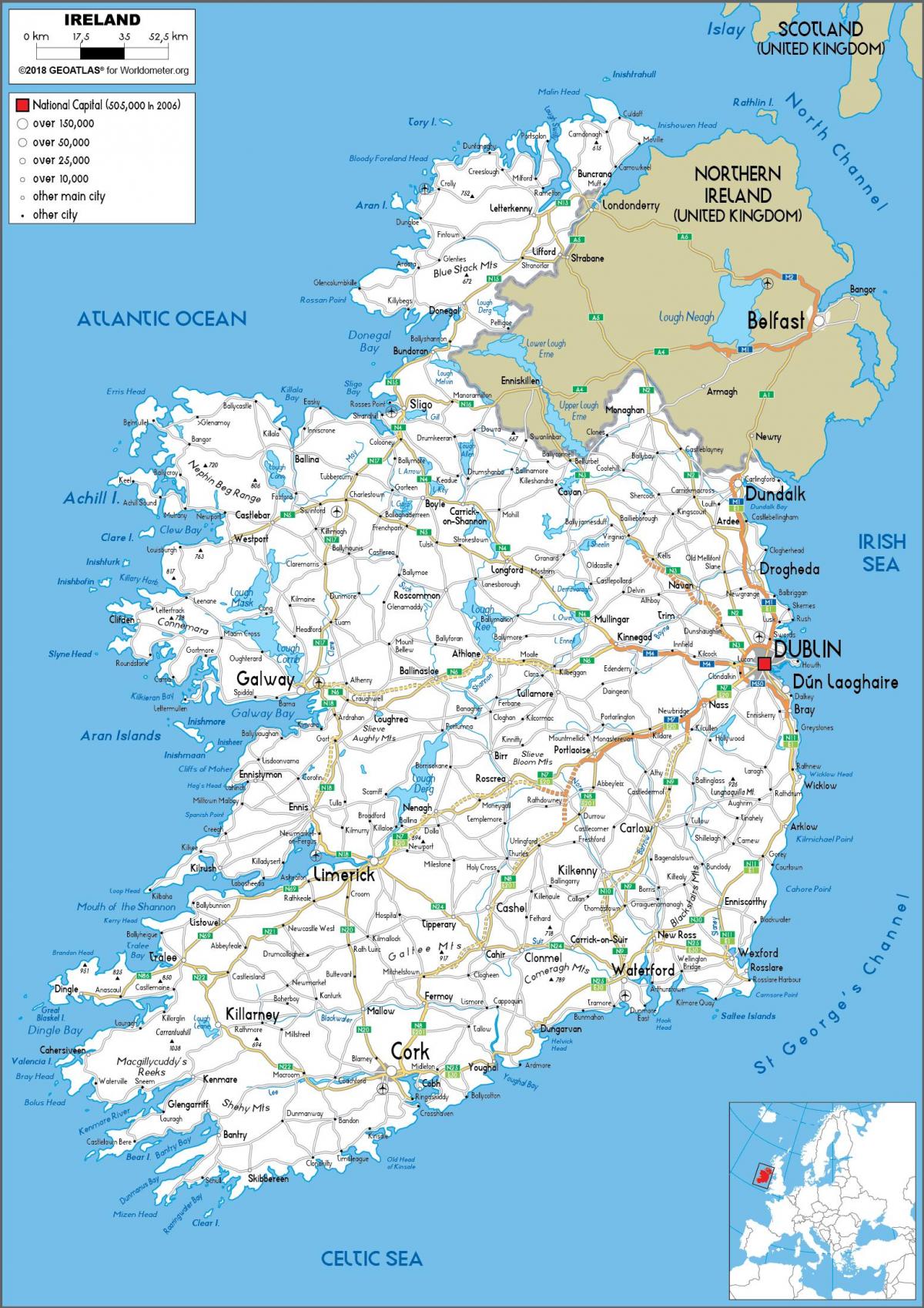 Mapa de conducción de Irlanda