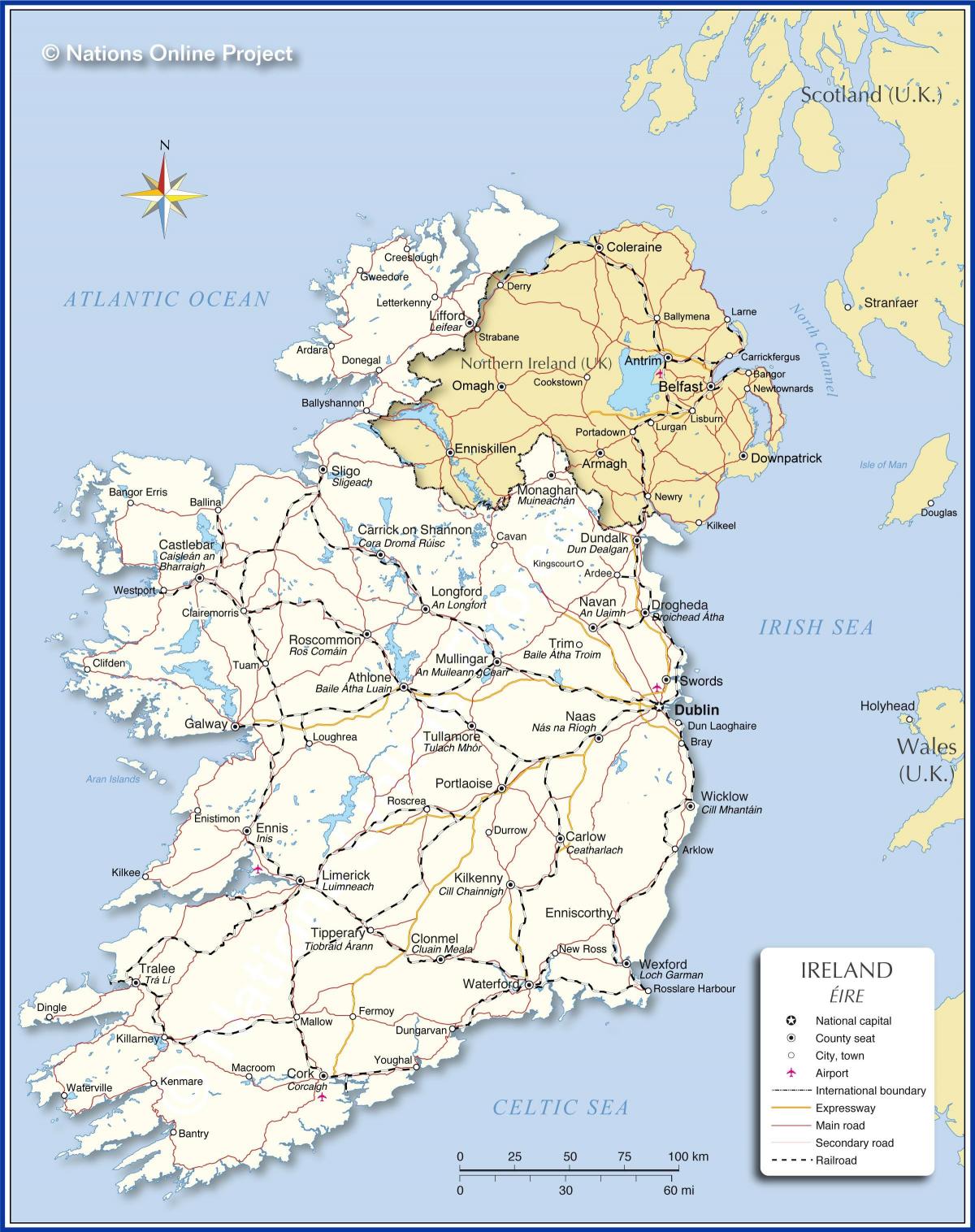 Mapa de contornos de Irlanda