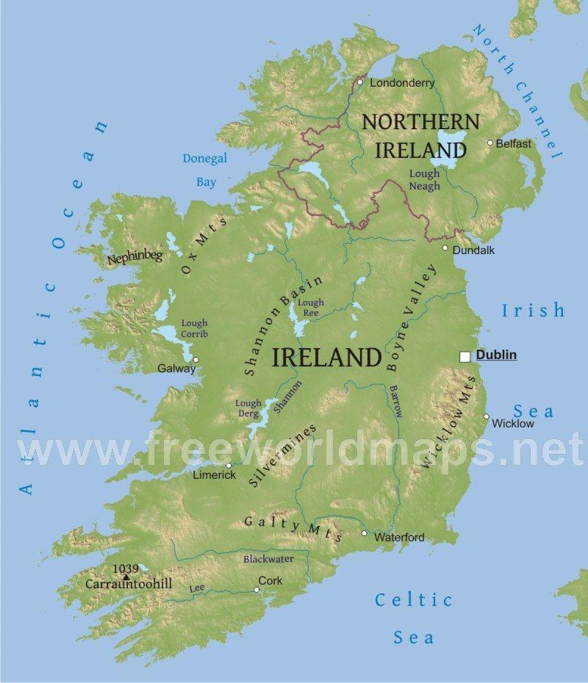 Mapa topográfico de Irlanda
