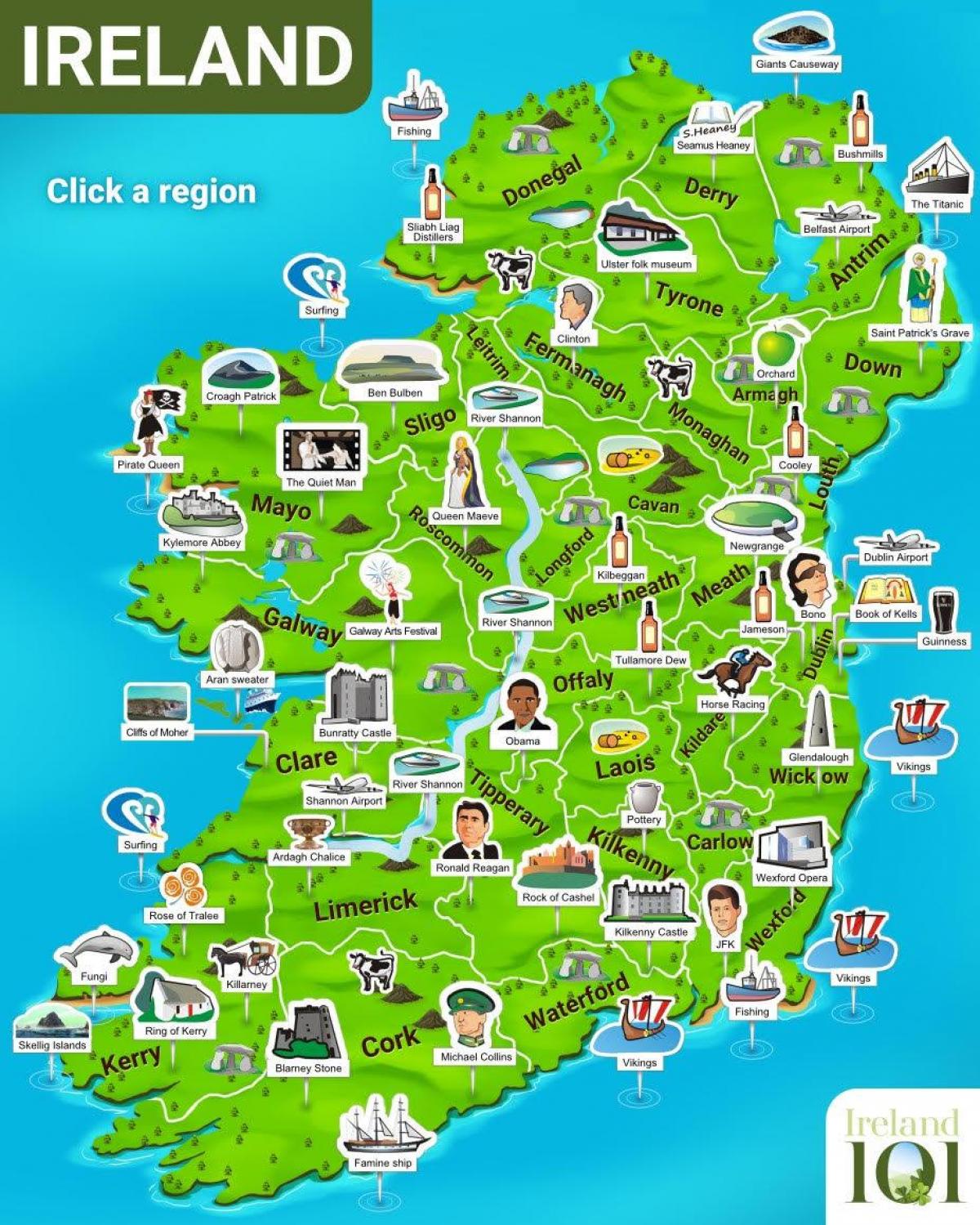Mapa de viaje de Irlanda